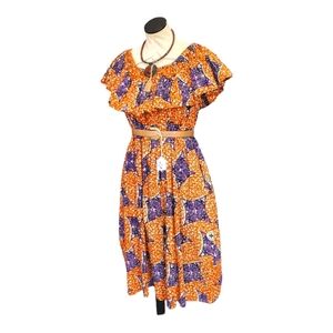 Boho Vintage Handmade African Print with Pockets Dress